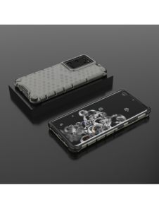 Honeycomb Case pansarskydd med TPU Bumper för Samsung Galaxy S21 Ultra 5G svart