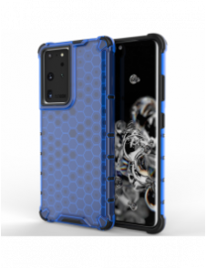 Honeycomb Case pansarskydd med TPU Bumper för Samsung Galaxy S21 Ultra 5G blå
