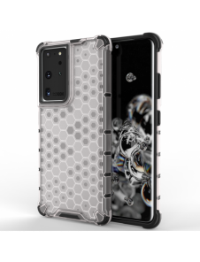 Honeycomb Case pansarskydd med TPU Bumper för Samsung Galaxy S21 Ultra 5G transparent