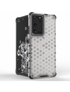 Honeycomb Case pansarskydd med TPU Bumper för Samsung Galaxy S21 Ultra 5G transparent