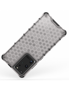Honeycomb Case pansarskydd med TPU Bumper för Samsung Galaxy S21 Ultra 5G transparent