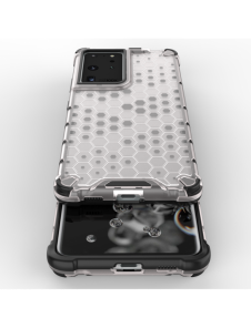 Honeycomb Case pansarskydd med TPU Bumper för Samsung Galaxy S21 Ultra 5G transparent