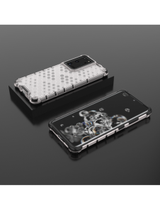 Honeycomb Case pansarskydd med TPU Bumper för Samsung Galaxy S21 Ultra 5G transparent