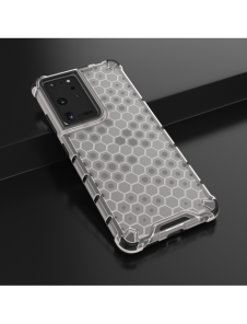 Honeycomb Case pansarskydd med TPU Bumper för Samsung Galaxy S21 Ultra 5G transparent