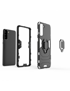 Ring Armor Case Kickstand Tough Rugged Cover för Samsung Galaxy S21+ 5G (S21 Plus 5G) blå