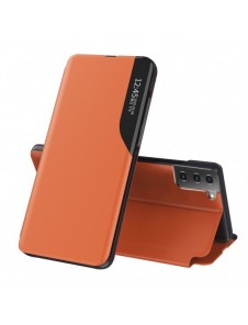 Eco Leather View Case elegant bokhylla fodral med stöd för Samsung Galaxy S21+ 5G (S21 Plus 5G) orange