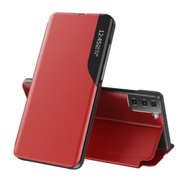Eco Leather View Case elegant bokhylla fodral med stöd för Samsung Galaxy S21+ 5G (S21 Plus 5G) röd