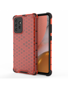 Honeycomb Case pansarskydd med TPU Bumper för Samsung Galaxy A72 4G röd