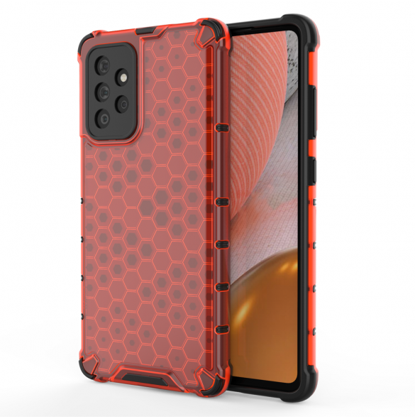 Honeycomb Case pansarskydd med TPU Bumper för Samsung Galaxy A72 4G röd