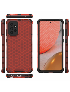 Honeycomb Case pansarskydd med TPU Bumper för Samsung Galaxy A72 4G röd