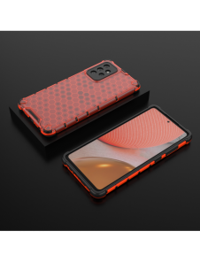 Honeycomb Case pansarskydd med TPU Bumper för Samsung Galaxy A72 4G röd