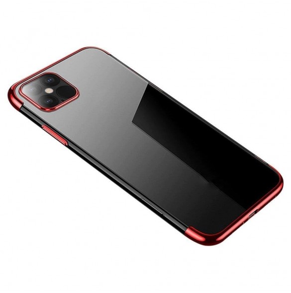 Klarfärgad fodral Gel TPU galvaniseringsram Skal för Samsung Galaxy S21+ 5G (S21 Plus 5G) röd