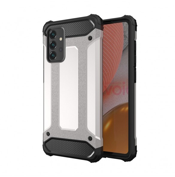 Hybrid Armor Case Tough Rugged Cover för Samsung Galaxy A72 4G silver