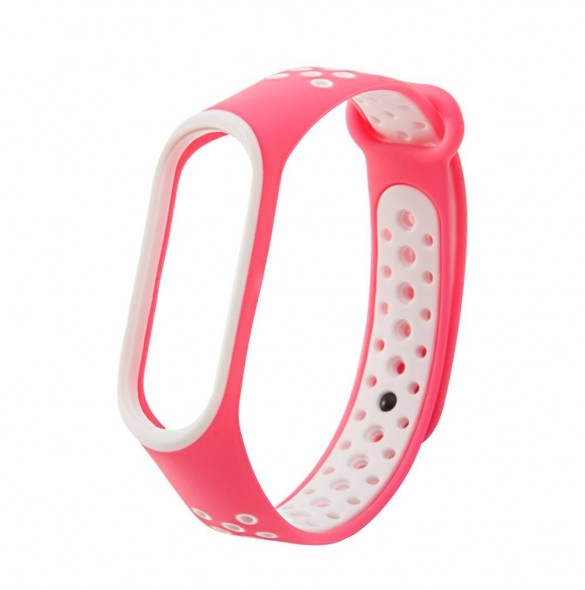Ersättningsbandsrem för Xiaomi Mi Band 4 / Mi Band 3 Dots rosa-vit
