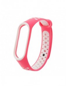 Ersättningsbandsrem för Xiaomi Mi Band 4 / Mi Band 3 Dots rosa-vit