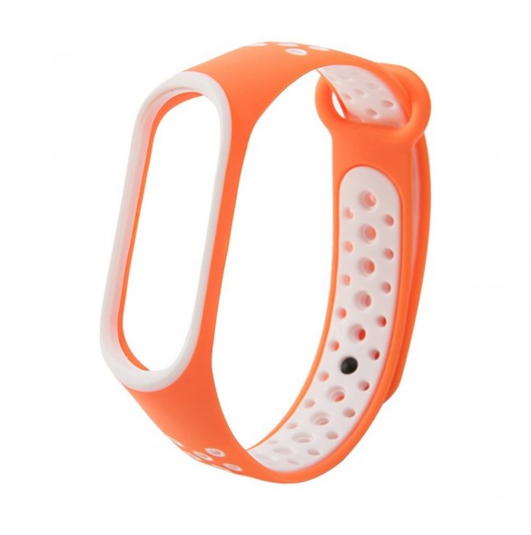 Ersättningsbandsrem för Xiaomi Mi Band 4 / Mi Band 3 Dots orange-vit