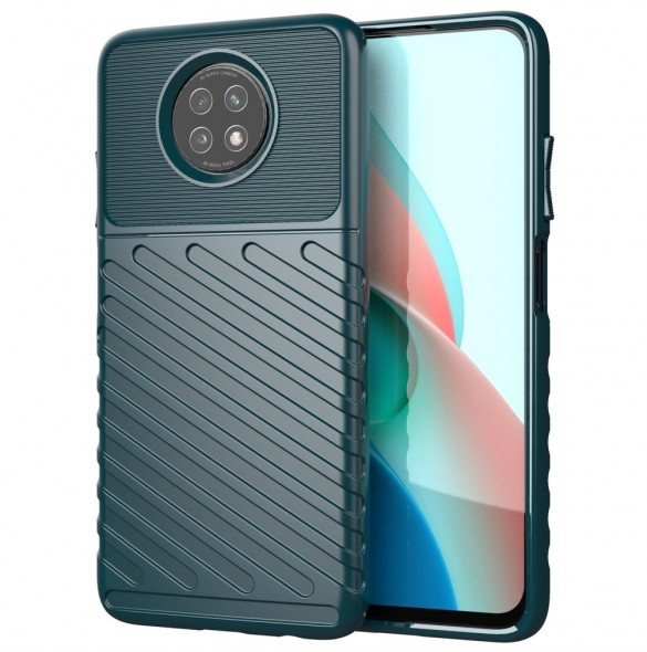 Thunder Case Flexibel Tough Rugged Cover TPU-fodral för Xiaomi Redmi Note 9T 5G grön