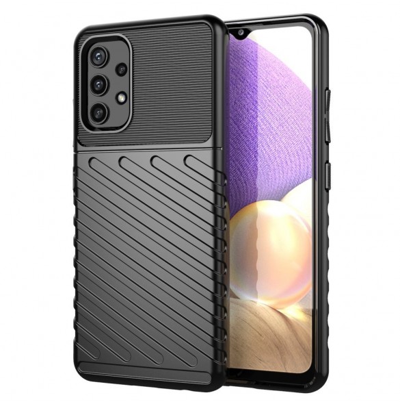 Thunder Case Flexibel Tough Rugged Cover TPU-fodral för Samsung Galaxy A32 4G svart