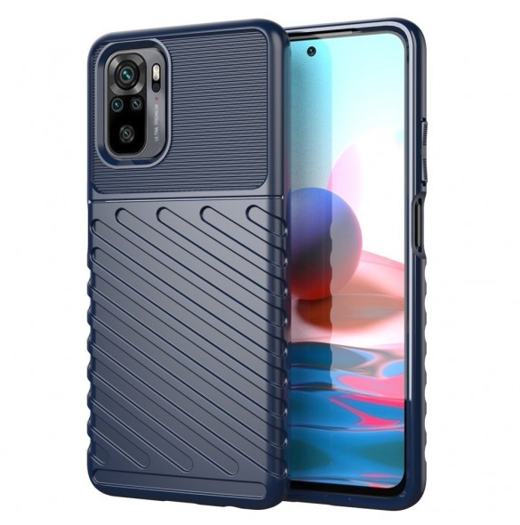 Thunder Case Flexibel Tough Rugged Cover TPU-fodral för Xiaomi Redmi Note 10 / Redmi Note 10S blå