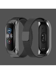Ersättningsarmband i metall magnetiskt armband för Xiaomi Mi Band 6 / Mi Band 5 / Mi Band 4 / Mi Band 3 Svart