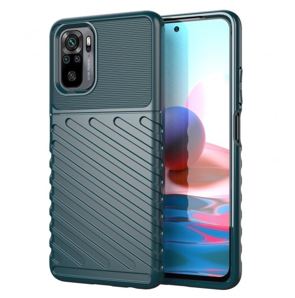 Thunder Case Flexibel Tough Rugged Cover TPU-fodral för Xiaomi Redmi Note 10 / Redmi Note 10S grön