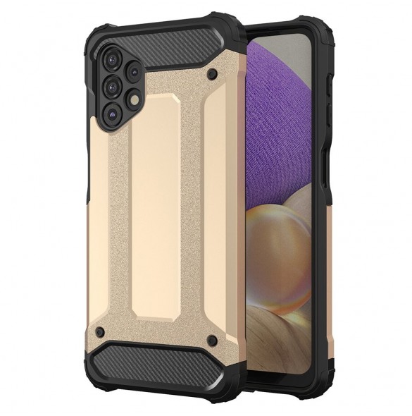Hybrid Armor Case Tough Rugged Cover för Samsung Galaxy A32 4G golden