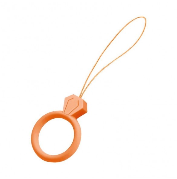 Silikonsnöre för telefonen diamantring hänge för en finger orange