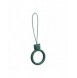 A silicone lanyard for a phone bear ring on a finger bottle green