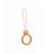 A silicone lanyard for a phone bear ring on a finger orange