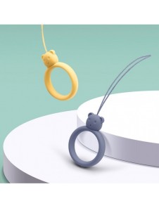 A silicone lanyard for a phone bear ring on a finger orange