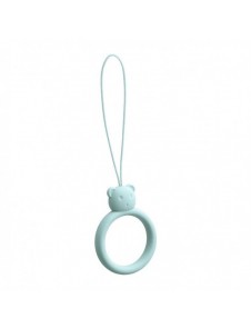 A silicone lanyard for a phone bear ring on a finger skyblue