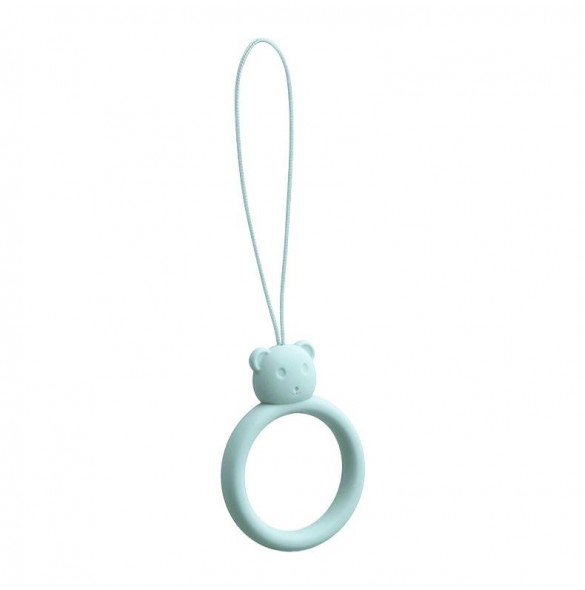 A silicone lanyard for a phone bear ring on a finger skyblue