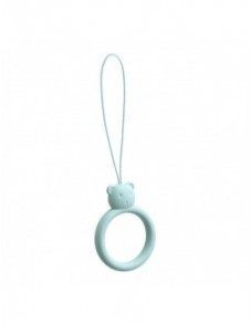 A silicone lanyard for a phone bear ring on a finger skyblue