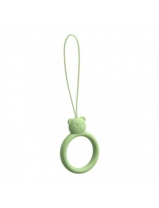 A silicone lanyard for a phone bear ring on a finger light green