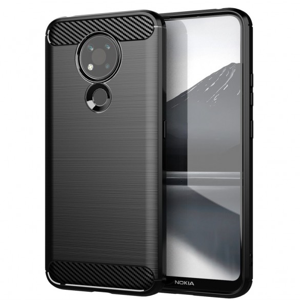 Carbon Case Flexible Cover Sleeve for Nokia 3.4 black