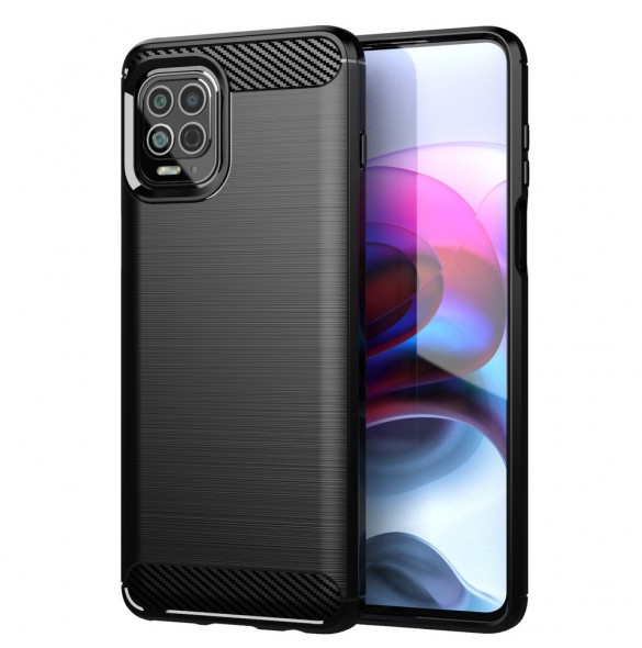 Carbon Case Flexible Cover TPU Case for Motorola Moto G100 / Edge S black