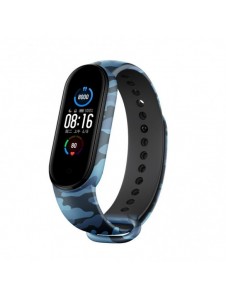 Replacement Camo Silicone Wristband TPU Strap Bracelet Bangle For Xiaomi Mi Band 6 / Mi Band 5 Camo Blue