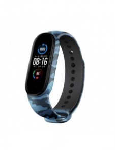 Replacement Camo Silicone Wristband TPU Strap Bracelet Bangle For Xiaomi Mi Band 6 / Mi Band 5 Camo Blue