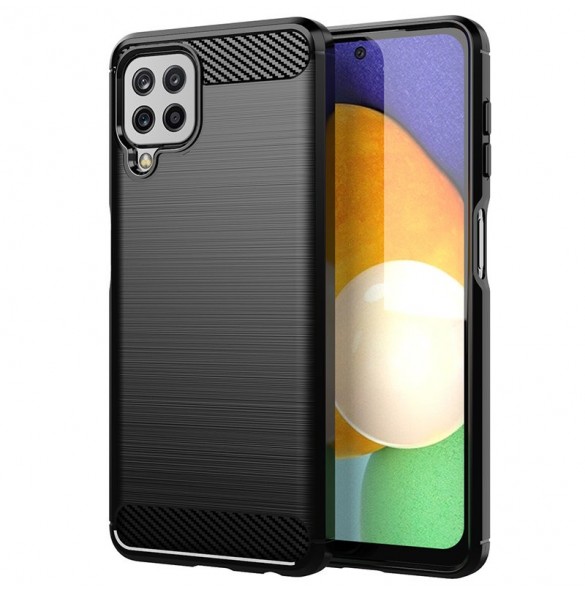 Carbon Case Flexible Cover TPU Case for Samsung Galaxy A22 4G black