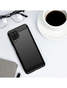 Carbon Case Flexible Cover TPU Case for Samsung Galaxy A22 4G black