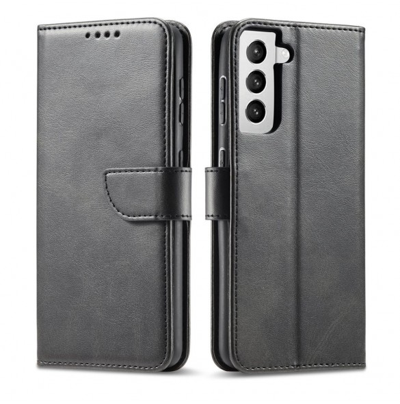 Magnet Case elegant bookcase type case with kickstand for Samsung Galaxy S21 FE black