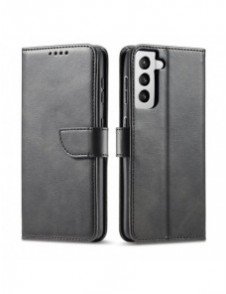 Magnet Case elegant bookcase type case with kickstand for Samsung Galaxy S21 FE black