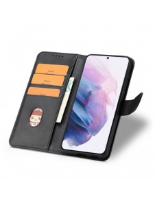 Magnet Case elegant bookcase type case with kickstand for Samsung Galaxy S21 FE black