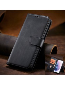 Magnet Case elegant bookcase type case with kickstand for Samsung Galaxy S21 FE black