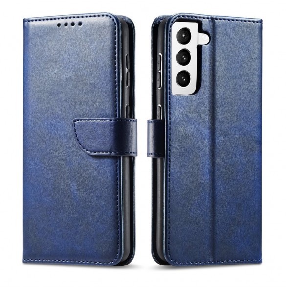 Magnet Case elegant bookcase type case with kickstand for Samsung Galaxy S21 FE blue