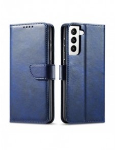 Magnet Case elegant bookcase type case with kickstand for Samsung Galaxy S21 FE blue