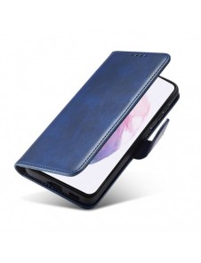 Magnet Case elegant bookcase type case with kickstand for Samsung Galaxy S21 FE blue