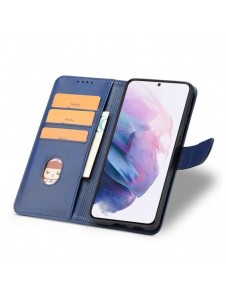 Magnet Case elegant bookcase type case with kickstand for Samsung Galaxy S21 FE blue