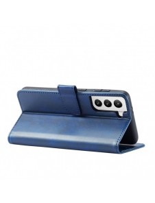 Magnet Case elegant bookcase type case with kickstand for Samsung Galaxy S21 FE blue
