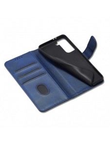 Magnet Case elegant bookcase type case with kickstand for Samsung Galaxy S21 FE blue